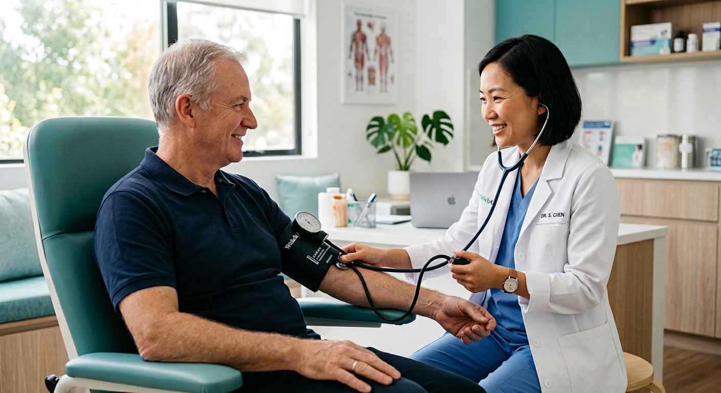 A doctor performing a routine health checkup